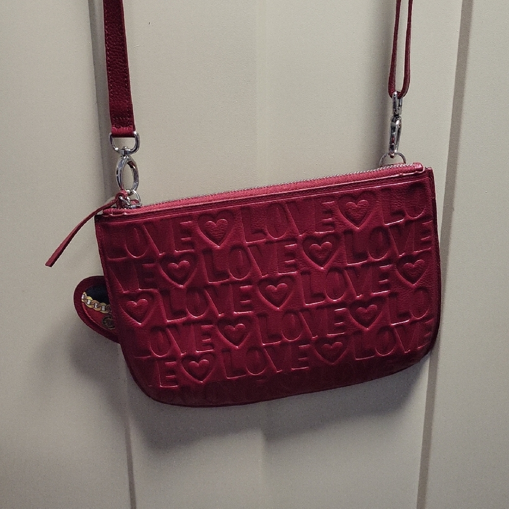 Brighton Red Love Embossed Crossbody Bag